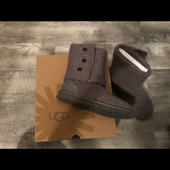 UGG Shoes - UGG Classic Cardy Crochet Boots in Gray w/ Buttons